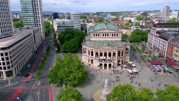 Old Opera Building in Frankfurt Called Alte Oper  Aerial View