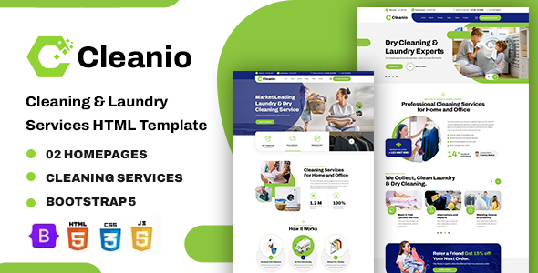 Cleanio - Laundry And Cleaning Service HTML Template