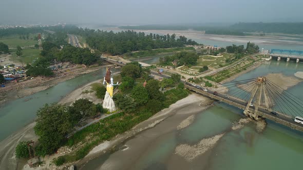 City of Haridwar state of Uttarakhand in India seen from the sky