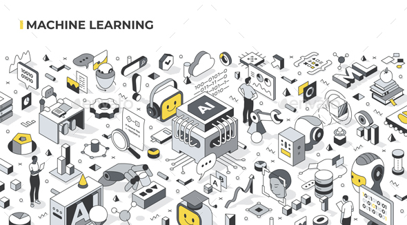 Machine Learning Isometric Illustration