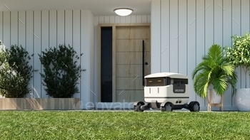 Food delivery robot is driving delivers to the front of the house quickly