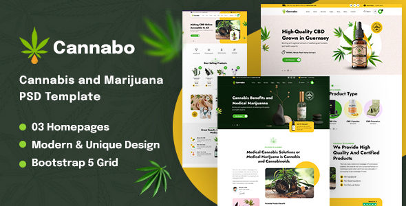 Cannabo | Medical Marijuana and CBD Oil PSD Template