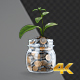 Growing Plant On Glass Jar Of Coins - VideoHive Item for Sale