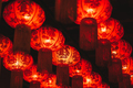 Red chinese lanterns illuminated at night. Chinese New Year Decorations - PhotoDune Item for Sale