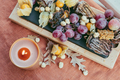 Hello autumn. Cozy fall still life with candle and fruits. - PhotoDune Item for Sale