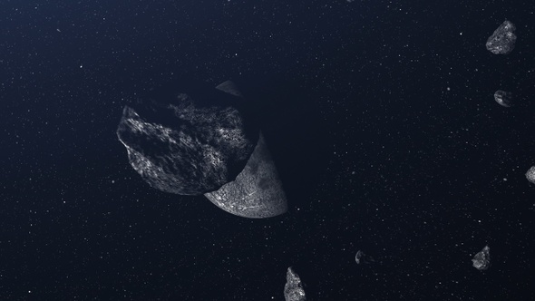 Asteroids Meteors Flying Toward the Moon