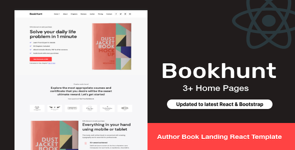 Bookhunt - Author eBook Landing React Template