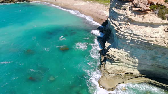 Deserted Beach with Crystal Clear Water on Shores of Mediterranean Sea