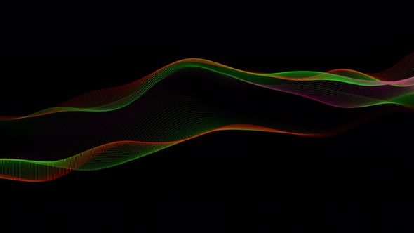 New Technology Digital Particle Wave Motion On Black Background