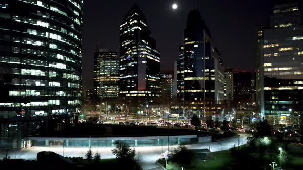 Night scape of downtown Santiago Metropolitan Region of Chile.