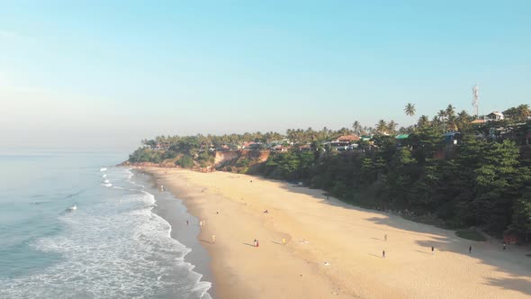 Varkala shoreline bathed by the Arabian sea on the Malabar Coast, in Kerala, India