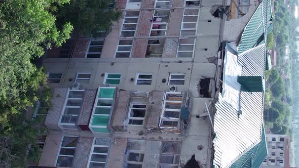 Vertical Video of a Makariv Ukraine a Building Destroyed By the War