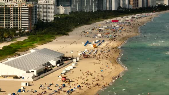 Aerial video Miami Beach December 2021 during Art Basel weekend