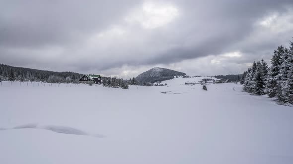 Jizera Mountains in winter, Beautiful place in the Czech Republic, Time lapse