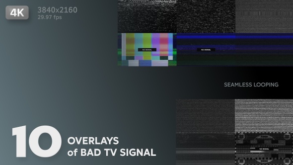 Ten Overlays of Bad TV Signals Pack