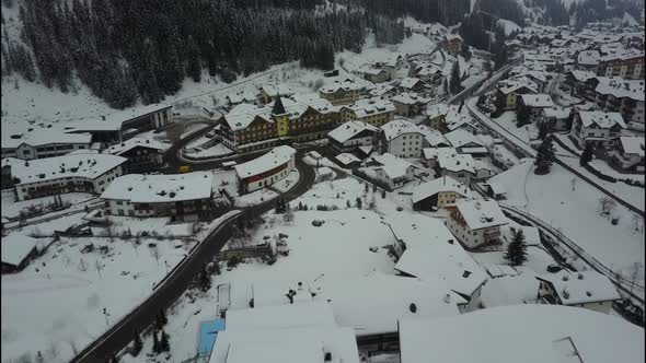 View of a Small Town in Switzerland Covered with Snow in Winter