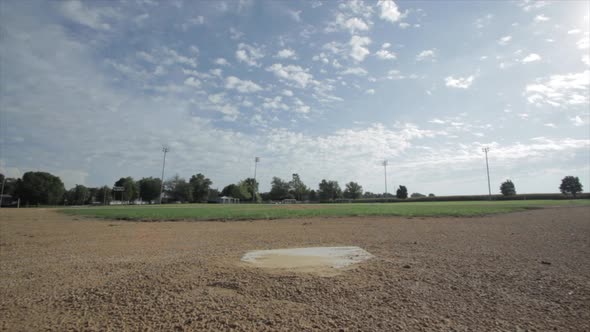 Empty home base on a baseball field