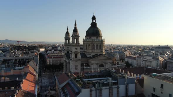 Aerial view of St. Stephen's Basilica (Szent Istvan-bazilika), Budapest, Hungary