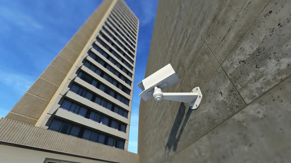 Surveillance Camera with Building Backdrop