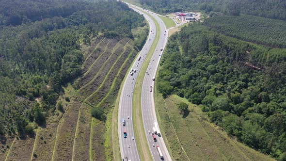 Bandeirantes highway near downtown Sao Paulo Brazil. Famous brazilian road