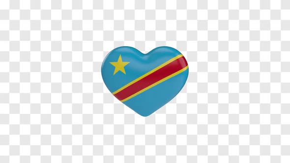 Democratic Republic of the Congo Flag on a Rotating 3D Heart