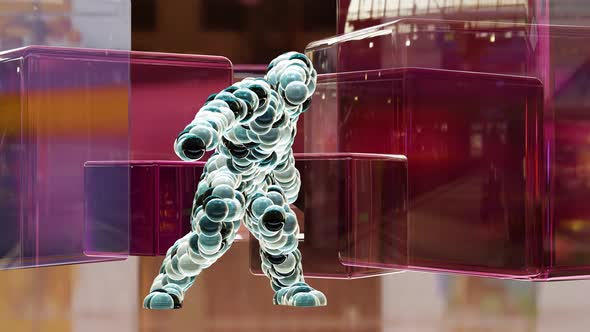 Balls Monster Dancing clip isolated. loop animation, house dance, 3d render