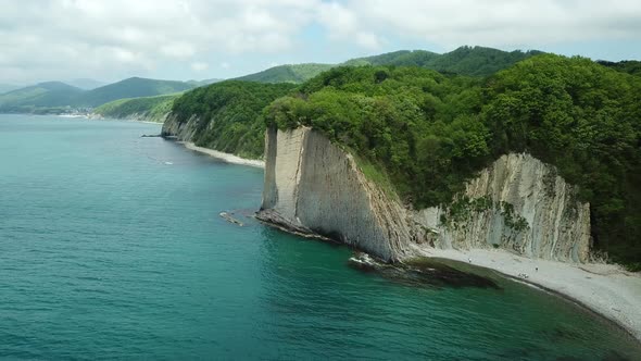 Drone View of Rocks Nature Sea and Water Skala Kiseleva is a Natural Monument on the Territory of