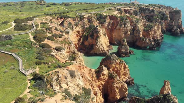 Idyllic mediterranean coastline of Ponta da Piedade, Lagos, Algarve, Portugal