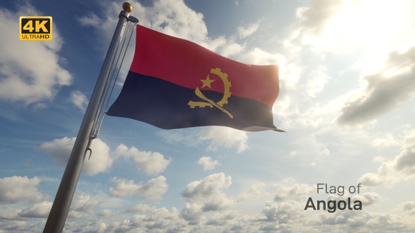 Angola Flag on a Flagpole - 4K