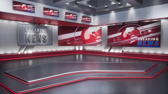 3D Rendering Virtual TV Studio News Backdrop For TV Shows alt