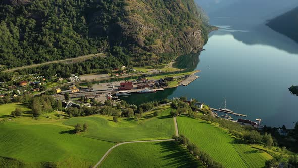 Aurlandsfjord Town Of Flam at Dawn