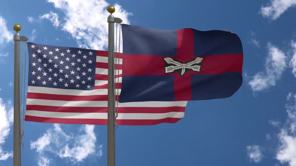 Usa Flag Vs Worcester County Flag Maryland On Flagpole