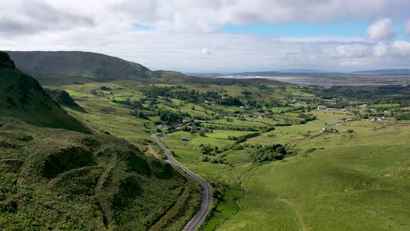 Aerial View of the Road Between Ardara and Killybegs in County Donegal  Republic of Ireland