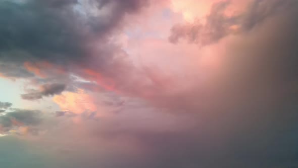 Panoramic Aerial View of Sunset Sky From the Drone Viewpoint