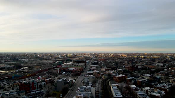 City Landscape of the Suburb Streets in Chicago, Illinois - Aerial