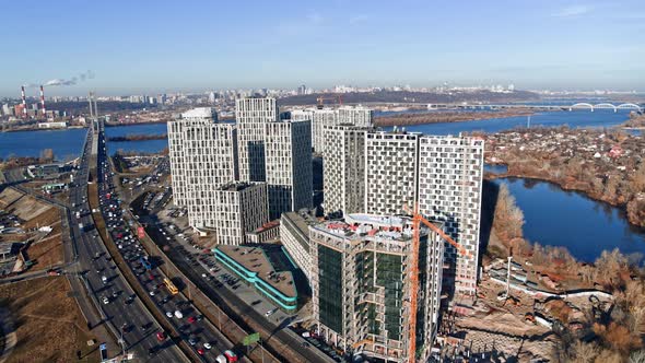 Aerial View Over Modern City Buildings