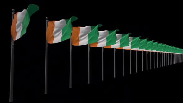 Row Of Ivory Coast Flags With Alpha 2K