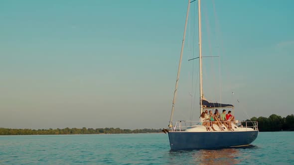 Young People Having Fun on a Yacht.