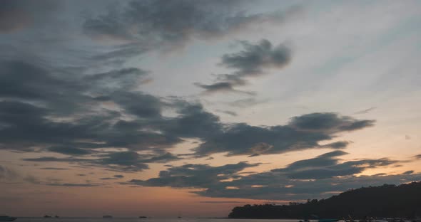 Timelapse Sunrise, From Dark To Bright Day Sun, Over Sea, Waves Are Washing