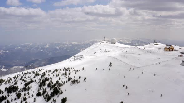 Aerial view of Kopaonik mountain in Serbia at winter time