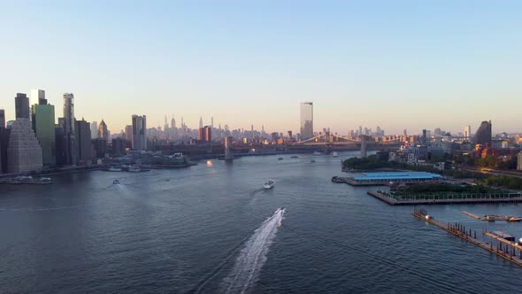 NYC East River Sunset Traffic