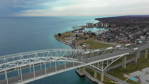 Blue Water Bridge border between Port Huron Michigan and Canada