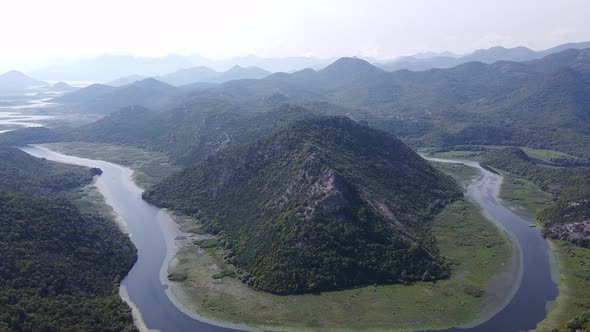 Panorama of Mountainous Terrain with River Valleys