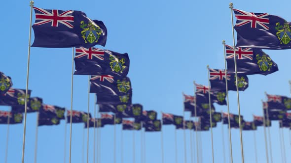 Pitcairn Islands Row Of National flags Walk Throw Animation