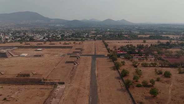 High Angle View of Avenue of Dead in Teotihuacan Complex in Mexico Valley