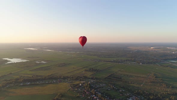 Hot Air Balloon Shape Heart in Sky