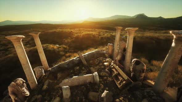 Old Greek Temple Ruins at Sunset alt