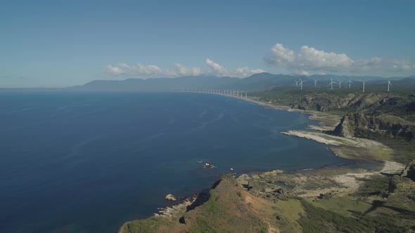 Solar Farm with Windmills. Philippines, Luzon