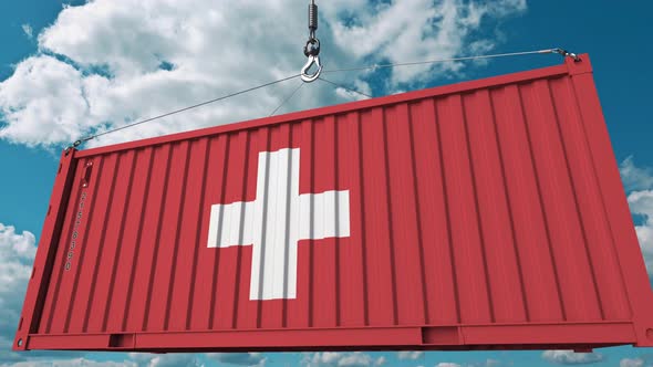Container with Flag of Switzerland alt