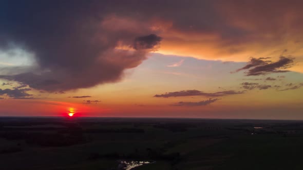 Aerial View From High Attitude of Sunshine Dramatic Sky